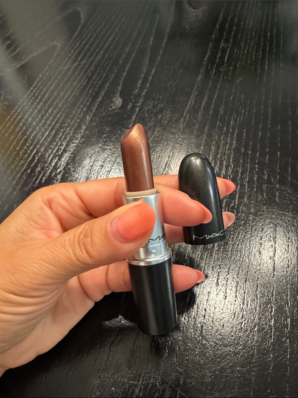 MAC Cosmetics Shimmering Bronze-Brown Lipstick in shade “0”
